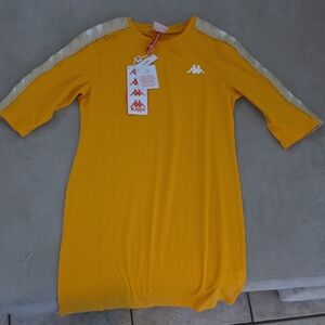 Kappa Mustard Yellow Logo Tape Tee Dress